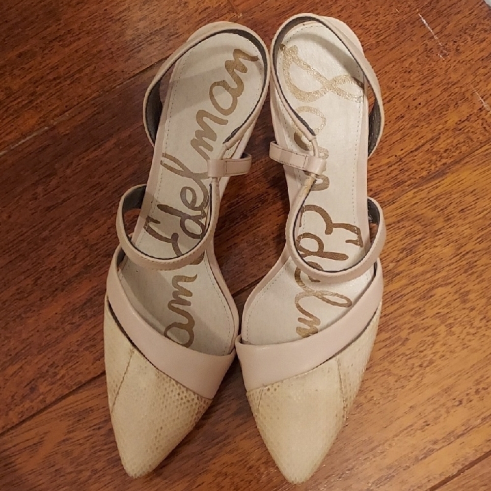 Sam Edelman Cream Heels Elegant Suede Design